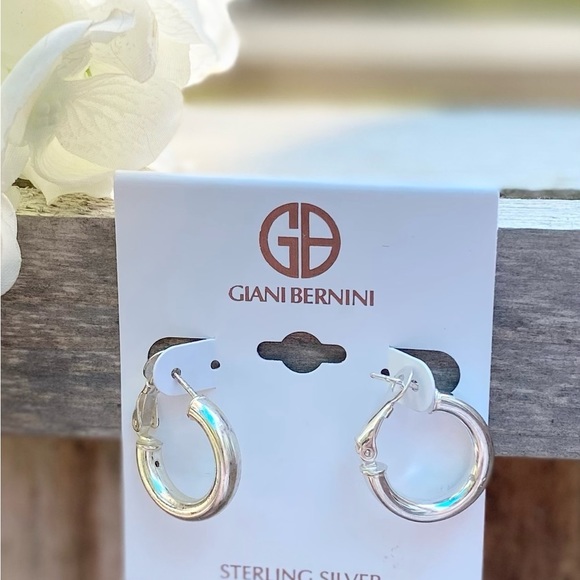 NWT GIANI BERNINI STERLING SILVER TUBE HOOP EARRINGS - Picture 6 of 7